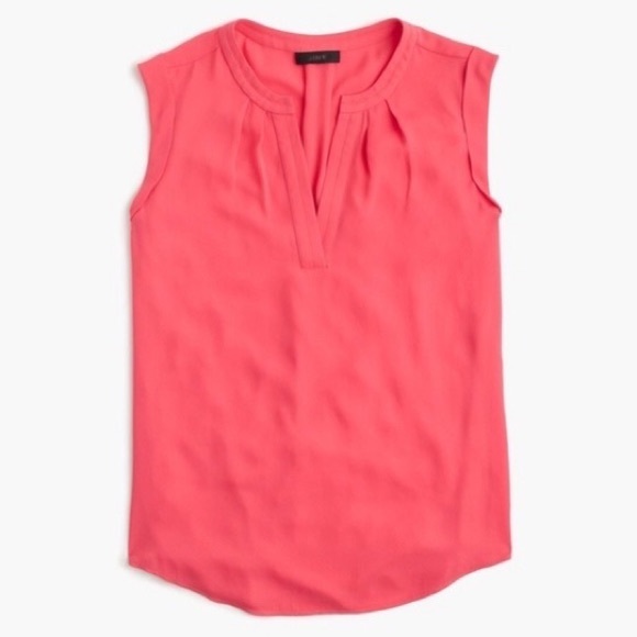 J. Crew Tops - J. Crew Cuffed Sleeve Pleated V-Neck Top in Coral